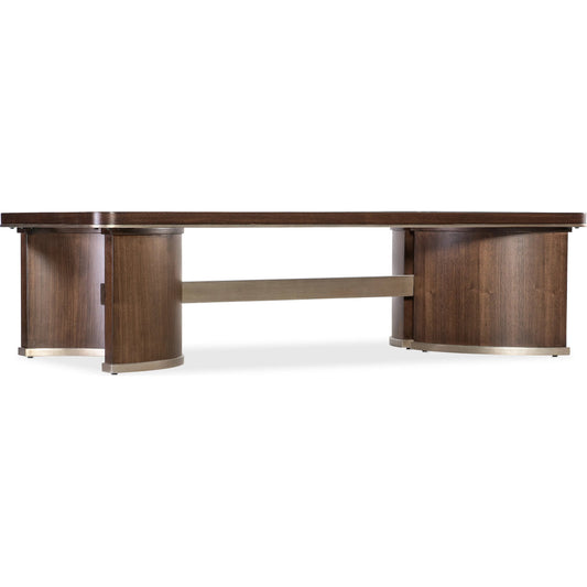 Melange Contours Cocktail Table by Hooker Furniture in dark wood and walnut. Made from unique in a unique style.