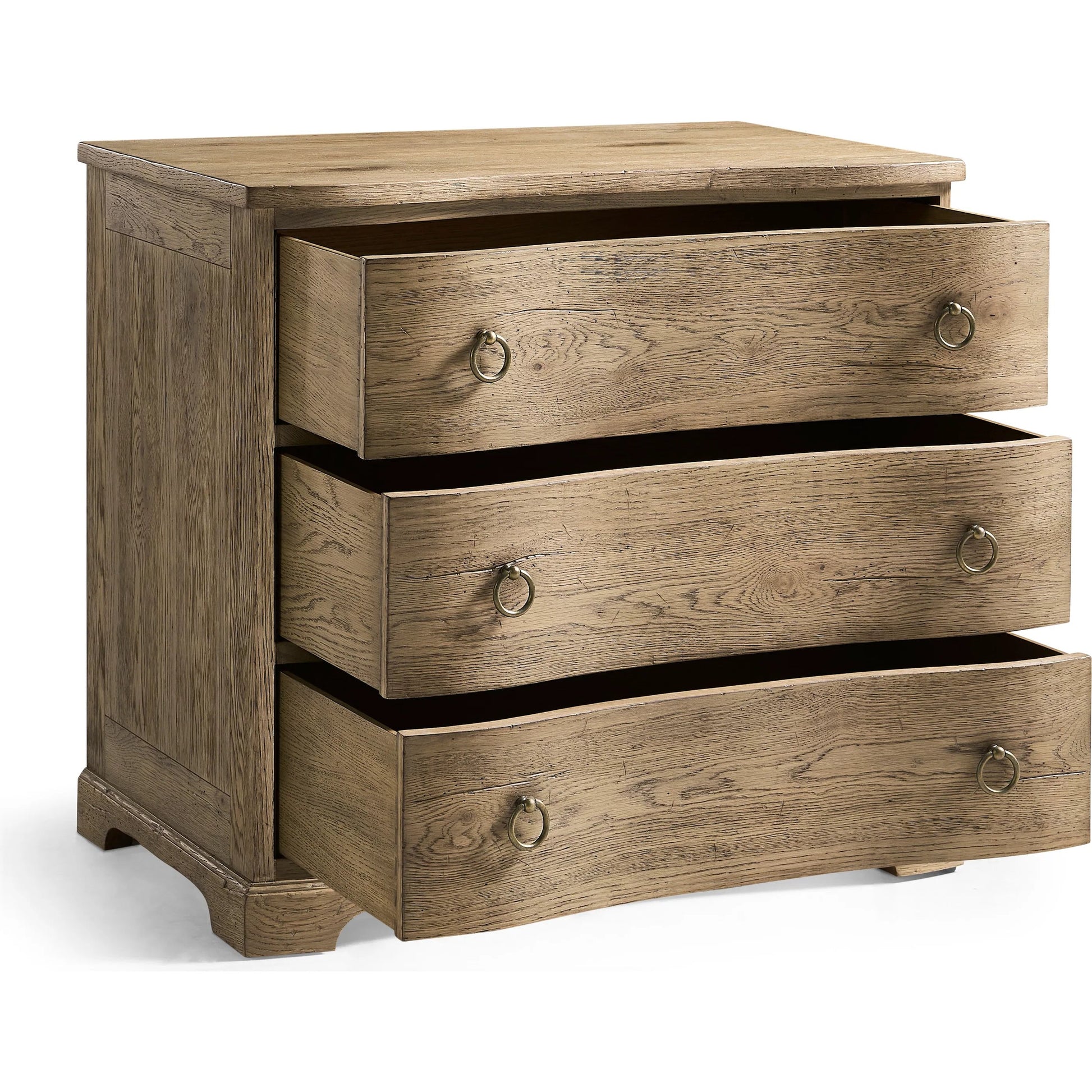 Echo Canyon Three Drawer Nightstand by Jonathan Charles in faded oak. Made from main oak in a unique style.