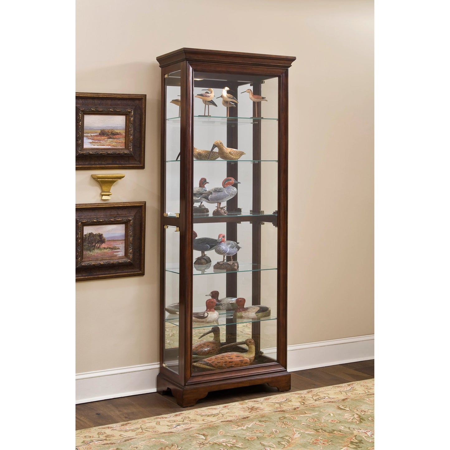 004 SI-2155511 | Lifestyle | 29'' Wide Hardwood Dark Brown Curio Display Cabinet by Pulaski Furniture in dark brown. Made from select hardwoods in a traditional style.