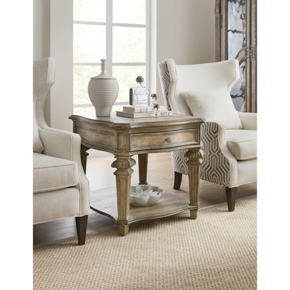 Castella End Table by Hooker Furniture in antique slate. Made from pecan, quartered walnut, quartered black walnut, ash, maple veneers in a traditional style.