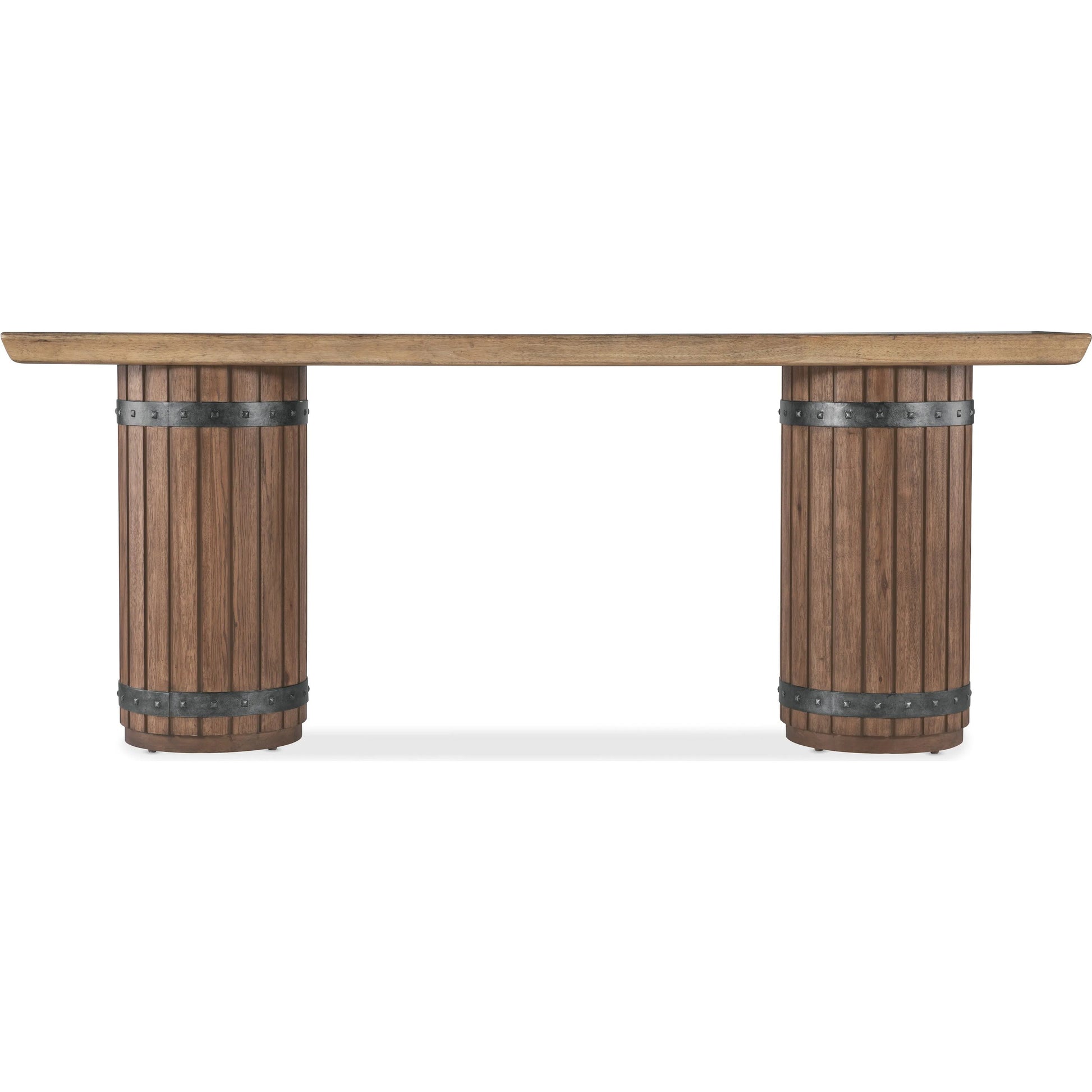 Vineyard Row Console Table by Hooker Furniture in dark wood and sonoma. Made from unique in a transitional style.
