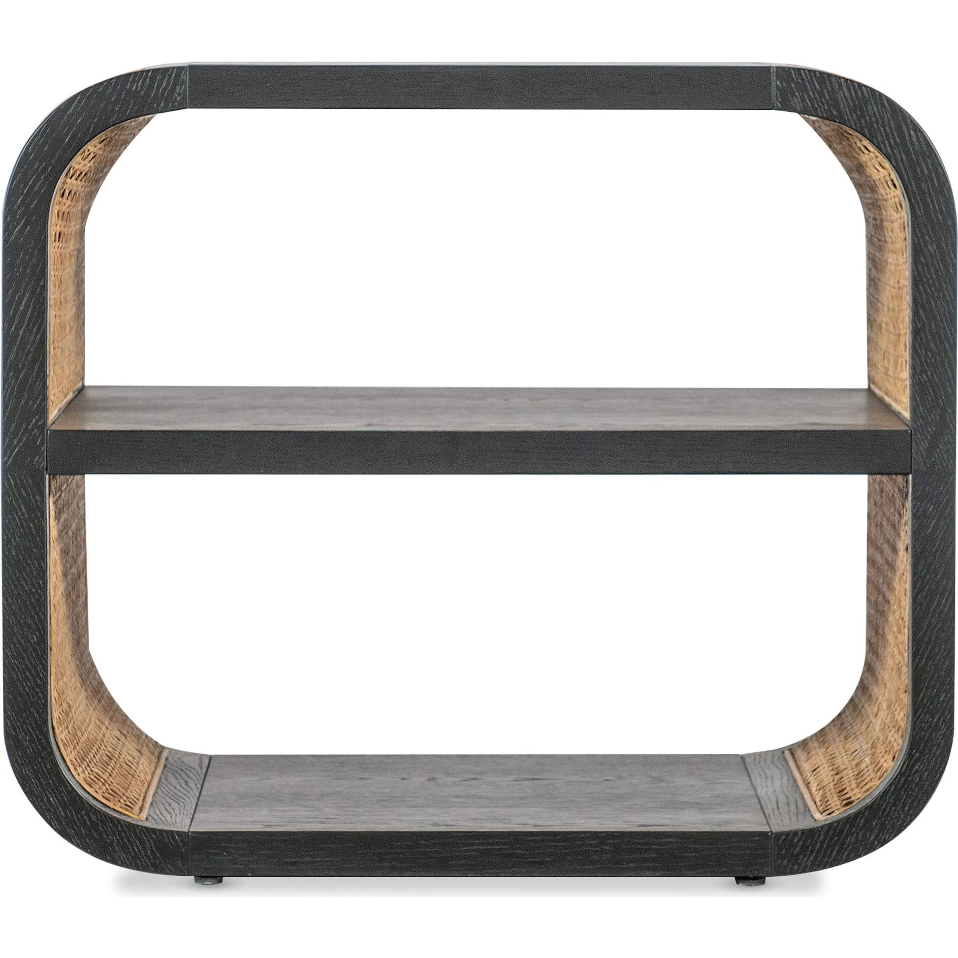 Cain Rectangle Side Table by Hooker Furniture in black finish with brown cane accents. Made from unique in a rustic style.