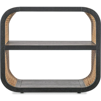 Cain Rectangle Side Table by Hooker Furniture in black finish with brown cane accents. Made from unique in a rustic style.