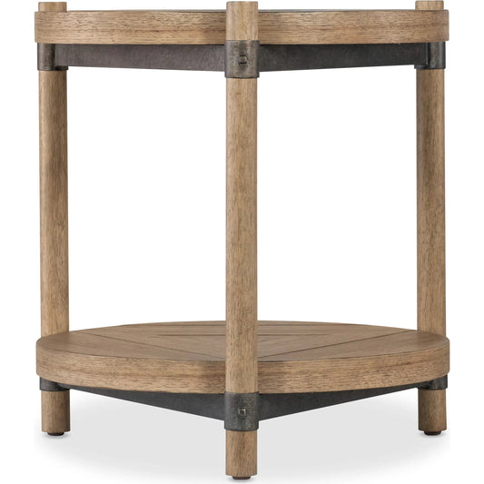 Vineyard Row Round End Table by Hooker Furniture in light wood and sonoma. Made from unique in a transitional style.