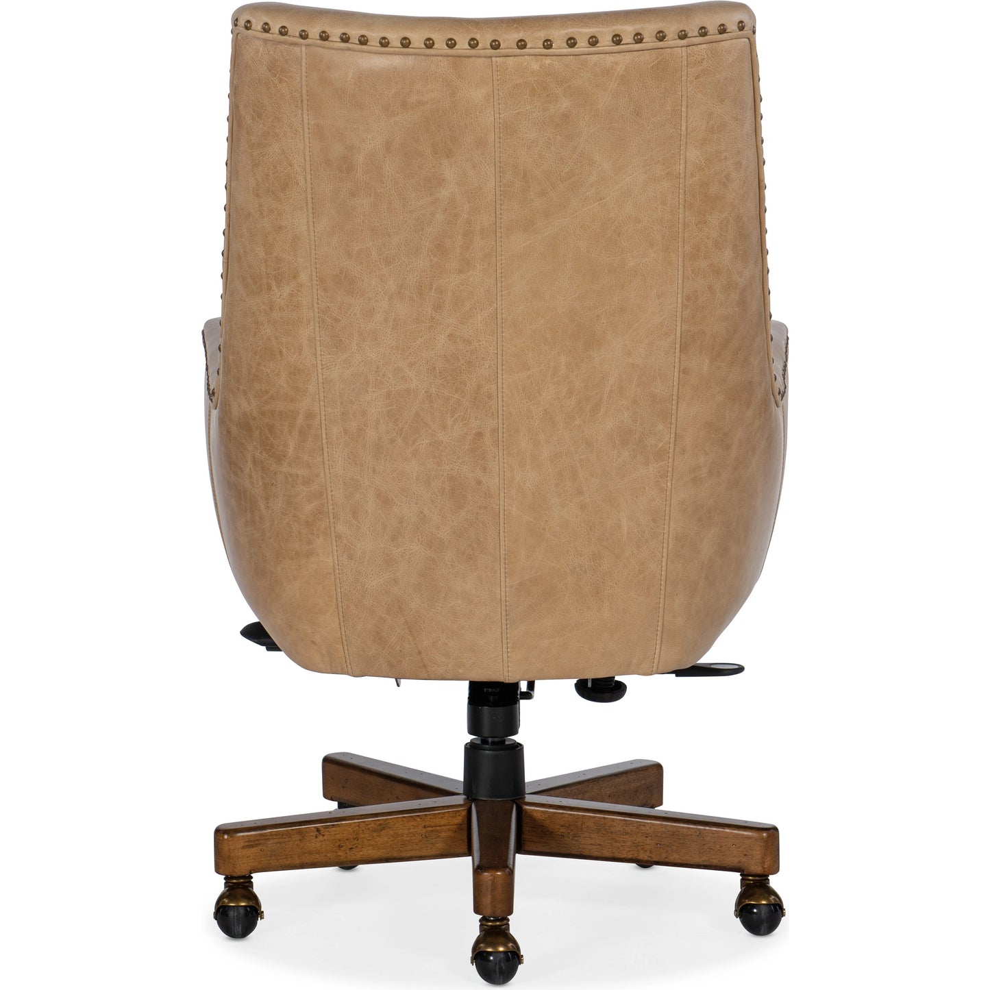 003 SI-1996326 | Additional Silo | Kent Executive Swivel Tilt Chair by Hooker Furniture in venerando bisque and dark wood. Made from leather (aniline top grain) in a transitional style.