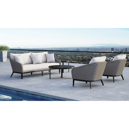 Marbella Outdoor Sofa by Sunset West in graphite. Made from olefin rope in a modern style.