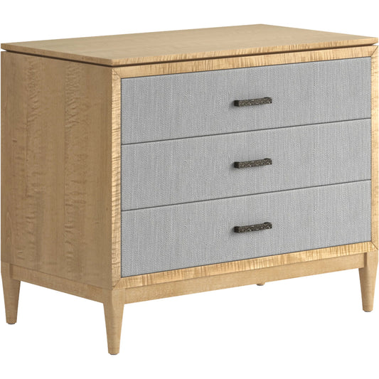 Loft Fabric Bedside Chest by A.R.T. Furniture in gray and natural maple. Made from poplar, rubberwood, fabric in a unique style.