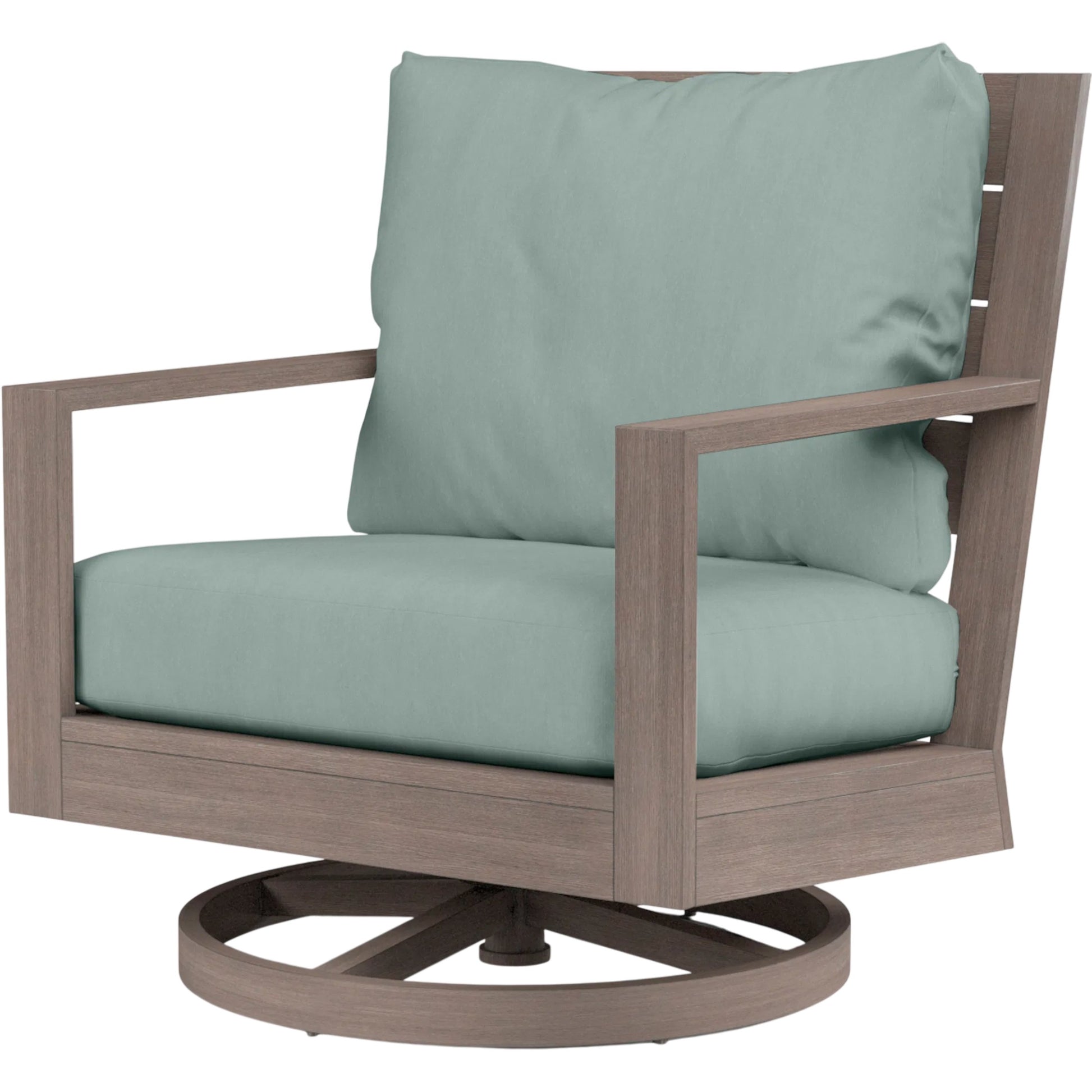 Laguna Outdoor Swivel Chair by Sunset West in browns. Made from aluminum in a modern style.