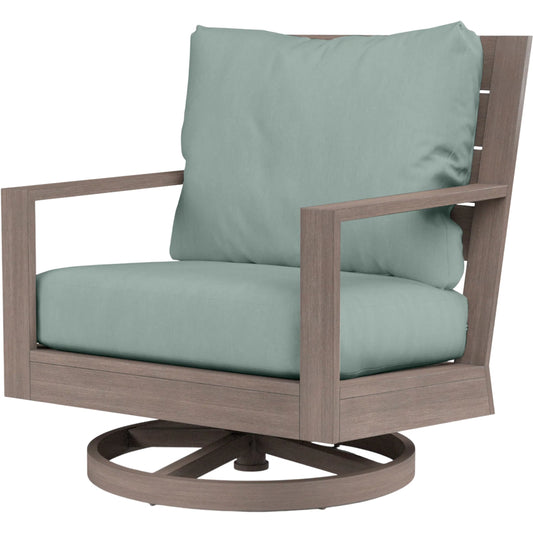 Laguna Outdoor Swivel Chair by Sunset West in browns. Made from aluminum in a modern style.