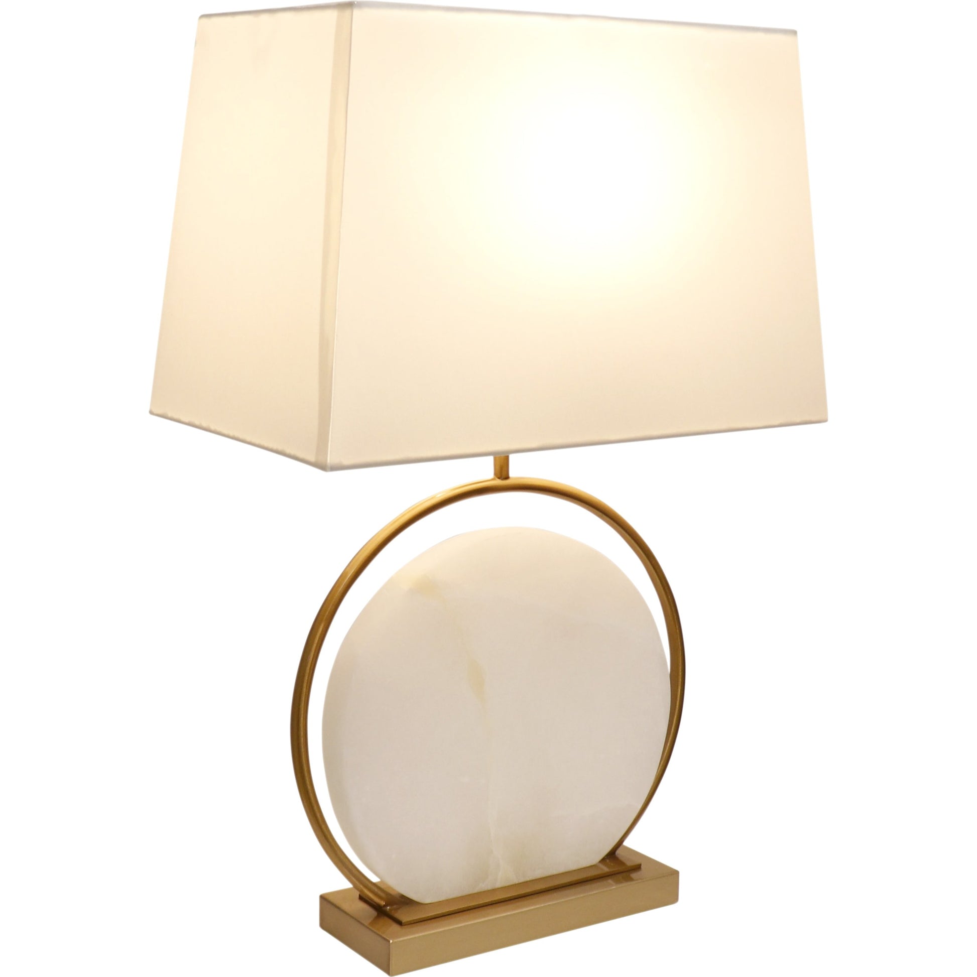 Sphere Table Lamp by Pasargad Home in gold and white, gold. Made from metal, marble in a transitional style.