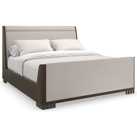 Slow Wave King Bed by Caracole in dark chocolate and otter, dark chocolate. Made from poplar, dyed tupelo in a unique style.