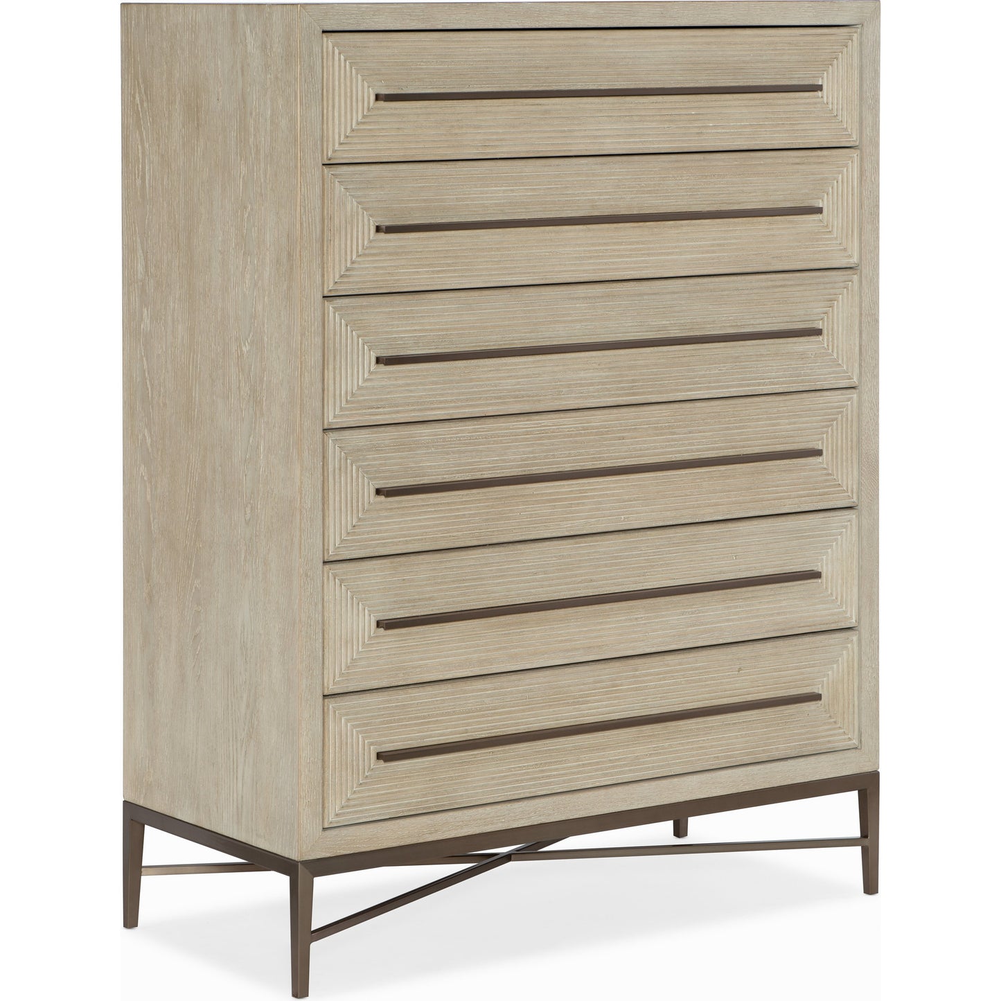 001 SI-1748553 | Primary Silo | Cascade Six-Drawer Chest by Hooker Furniture in terrain. Made from oak veneers, metal in a modern style.