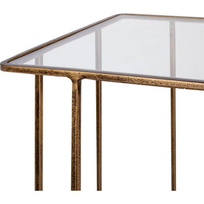 Natalie - 30103 by Surya in gold and antiquedtranslucent. Made from top: glass, base: 100% metal in a modern style.