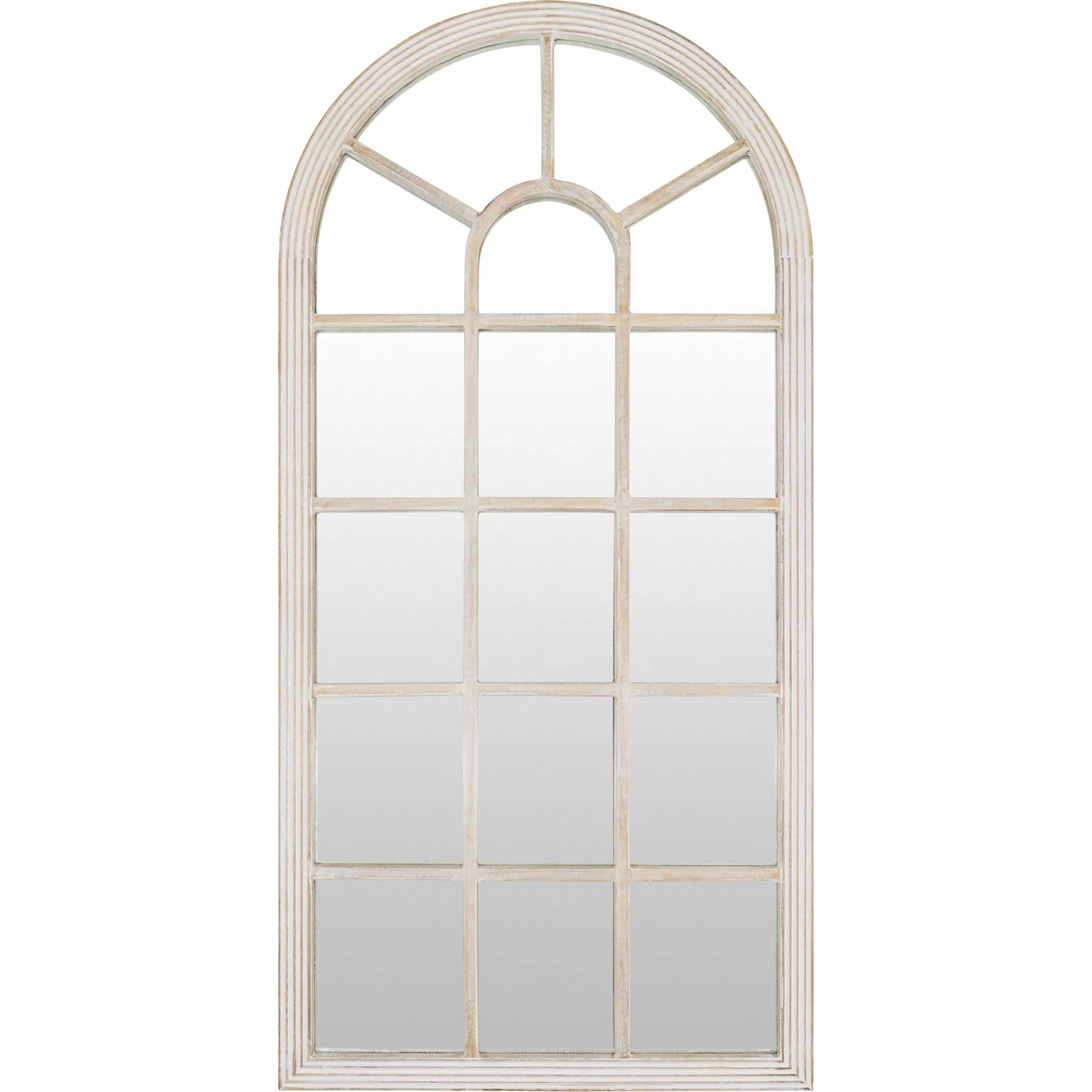 Nahla Full Length Mirror by Surya in white and weathered. Made from mango wood in a transitional style.