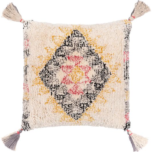 Nador Pillow - 32555 by Surya in black, mustard, pink, charcoal, light beige. Made from 100% cotton in a eclectic & global style.