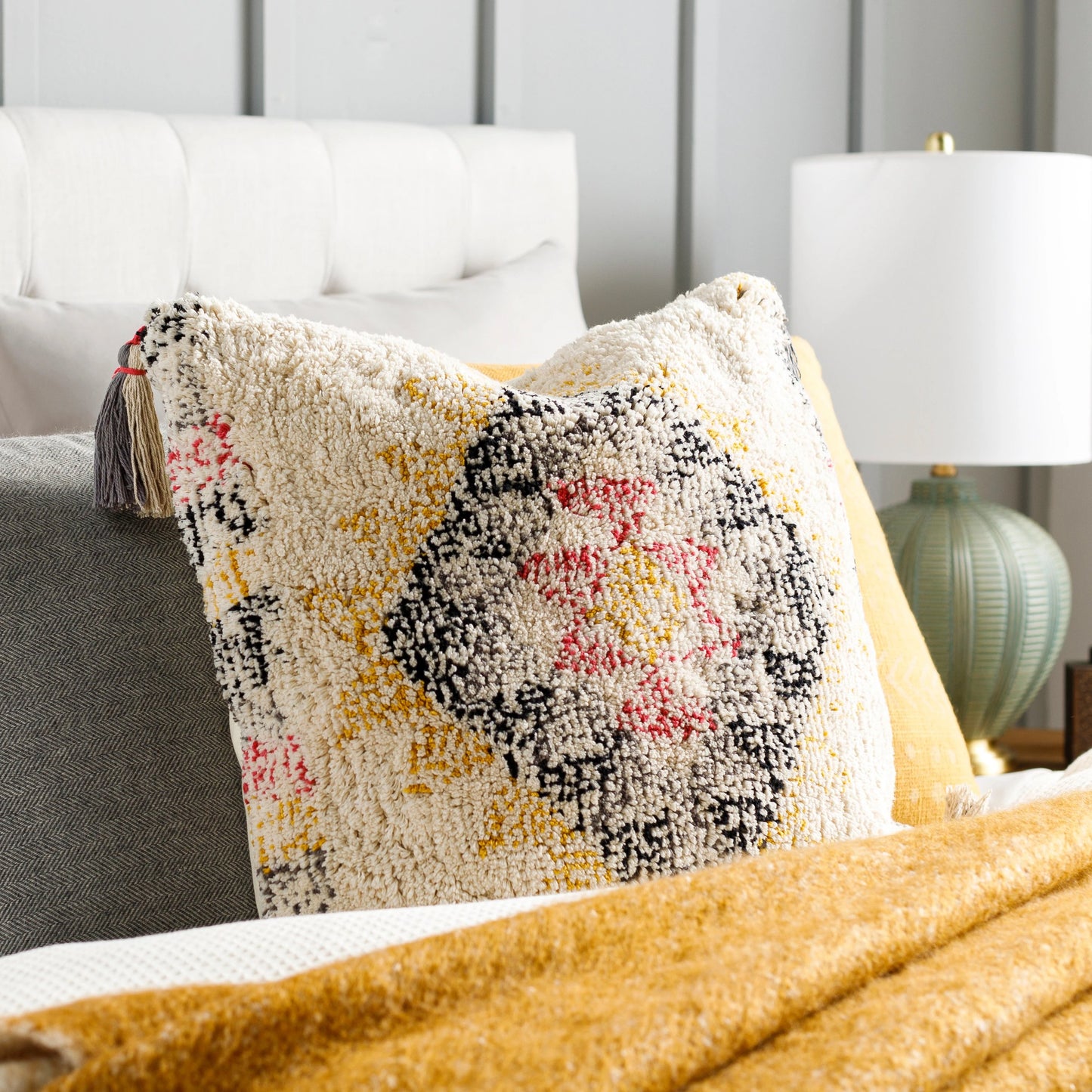 001 SI-1886773,SI-1886774,SI-1886775,SI-1886776,SI-1886777,SI-1886778 | Lifestyle | Nador Pillow - 32555 by Surya in black, mustard, pink, charcoal, light beige. Made from 100% cotton in a eclectic & global style.