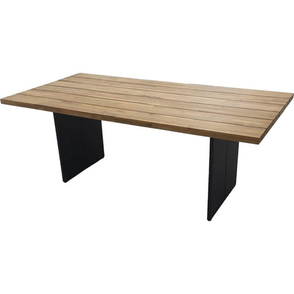 Naples Outdoor - Dining Table by LH Imports in brown and natural, steel powder coated black. Made from powder coated steel, acacia wood in a transitional style.