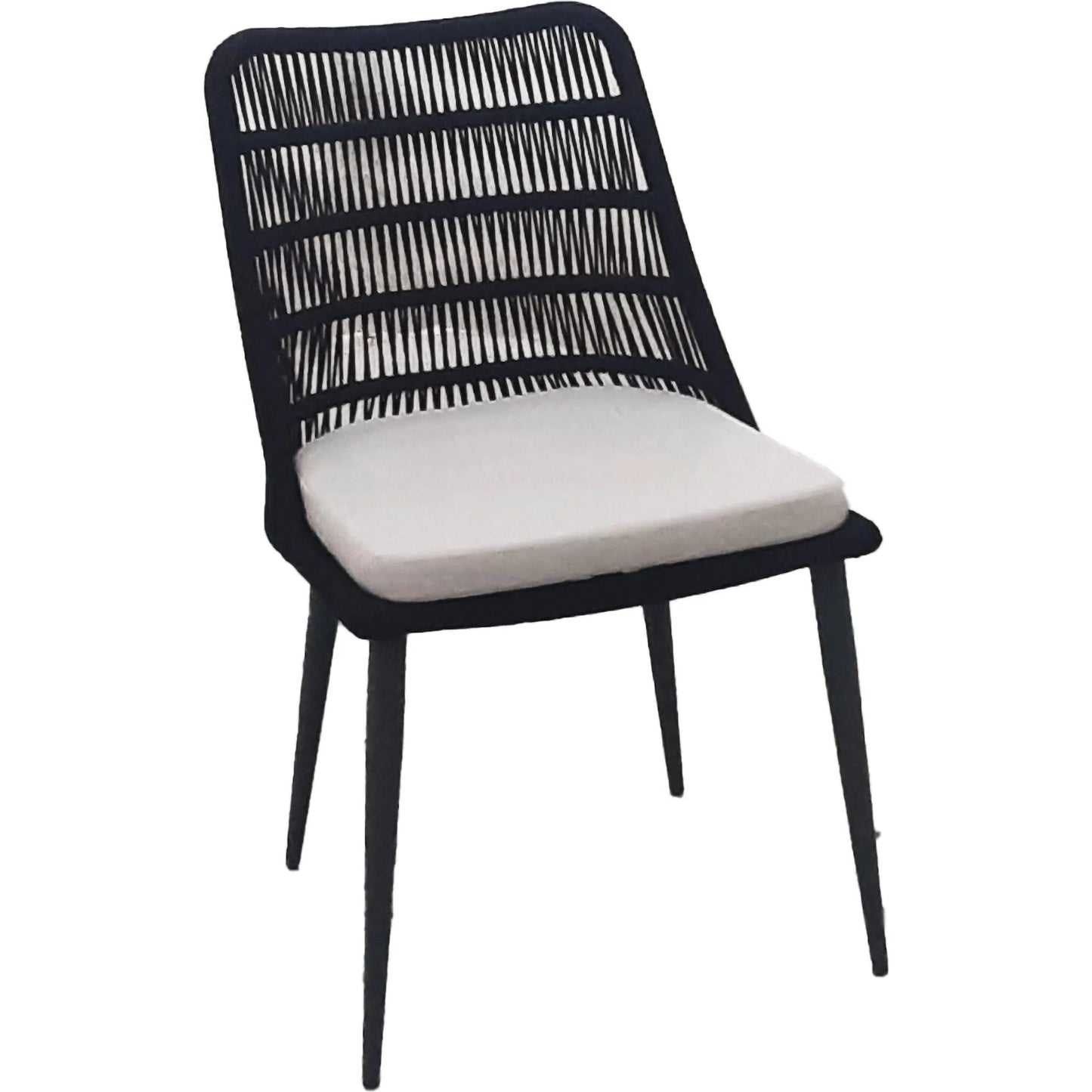 001 SI-2325131 | Primary Silo | Naples Outdoor - Dining Chair by LH Imports in black, sand and steel powder coated black. Made from steel powder coated, polypropylene rope, 100% polyester fabric, foam, fiber padding in a modern style.