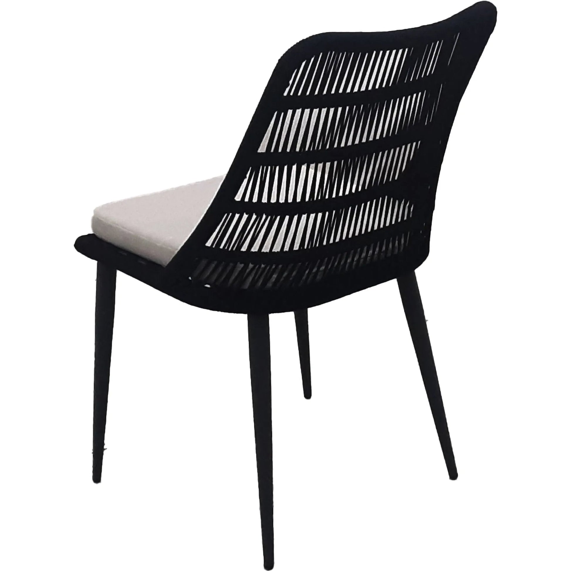 Naples Outdoor - Dining Chair by LH Imports in black, sand and steel powder coated black. Made from steel powder coated, polypropylene rope, 100% polyester fabric, foam, fiber padding in a modern style.
