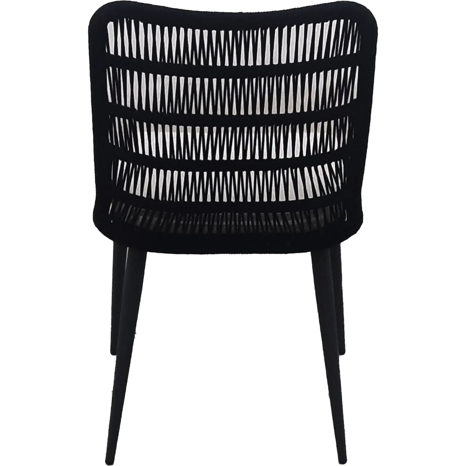 Naples Outdoor - Dining Chair by LH Imports in black, sand and steel powder coated black. Made from steel powder coated, polypropylene rope, 100% polyester fabric, foam, fiber padding in a modern style.
