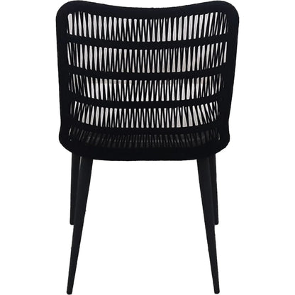 Naples Outdoor - Dining Chair by LH Imports in black, sand and steel powder coated black. Made from steel powder coated, polypropylene rope, 100% polyester fabric, foam, fiber padding in a modern style.
