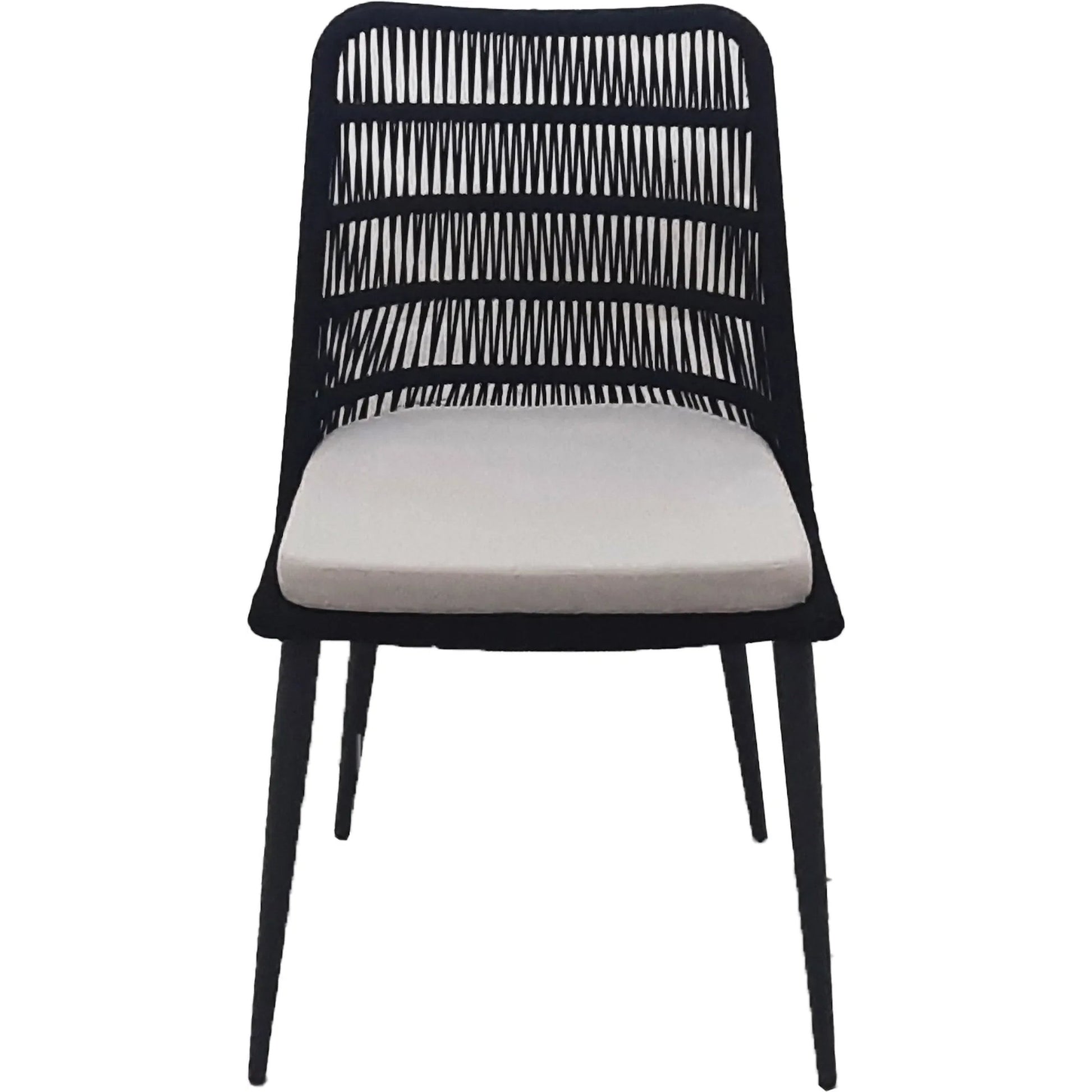 Naples Outdoor - Dining Chair by LH Imports in black, sand and steel powder coated black. Made from steel powder coated, polypropylene rope, 100% polyester fabric, foam, fiber padding in a modern style.