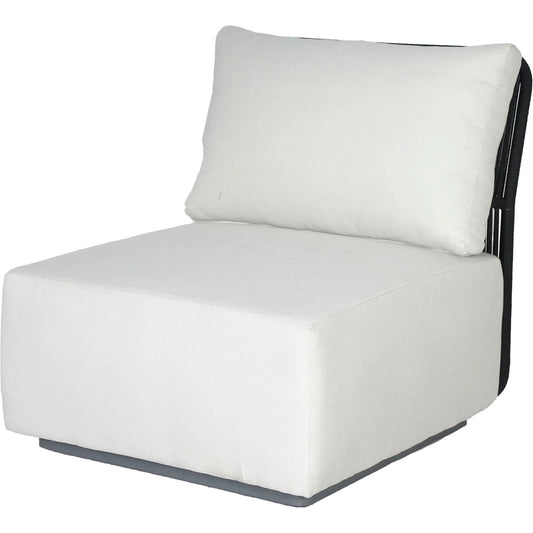 Naples Outdoor - Armless Chair by LH Imports in sand and steel powder coated black. Made from steel powder coated, polypropylene rope, 100% polyester fabric, foam, fiber padding in a unique style.