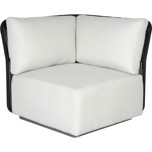 Naples Outdoor - Corner by LH Imports in sand, black and steel powder coated black. Made from steel powder coated, polypropylene rope, 100% polyester fabric, foam, fiber padding in a unique style.