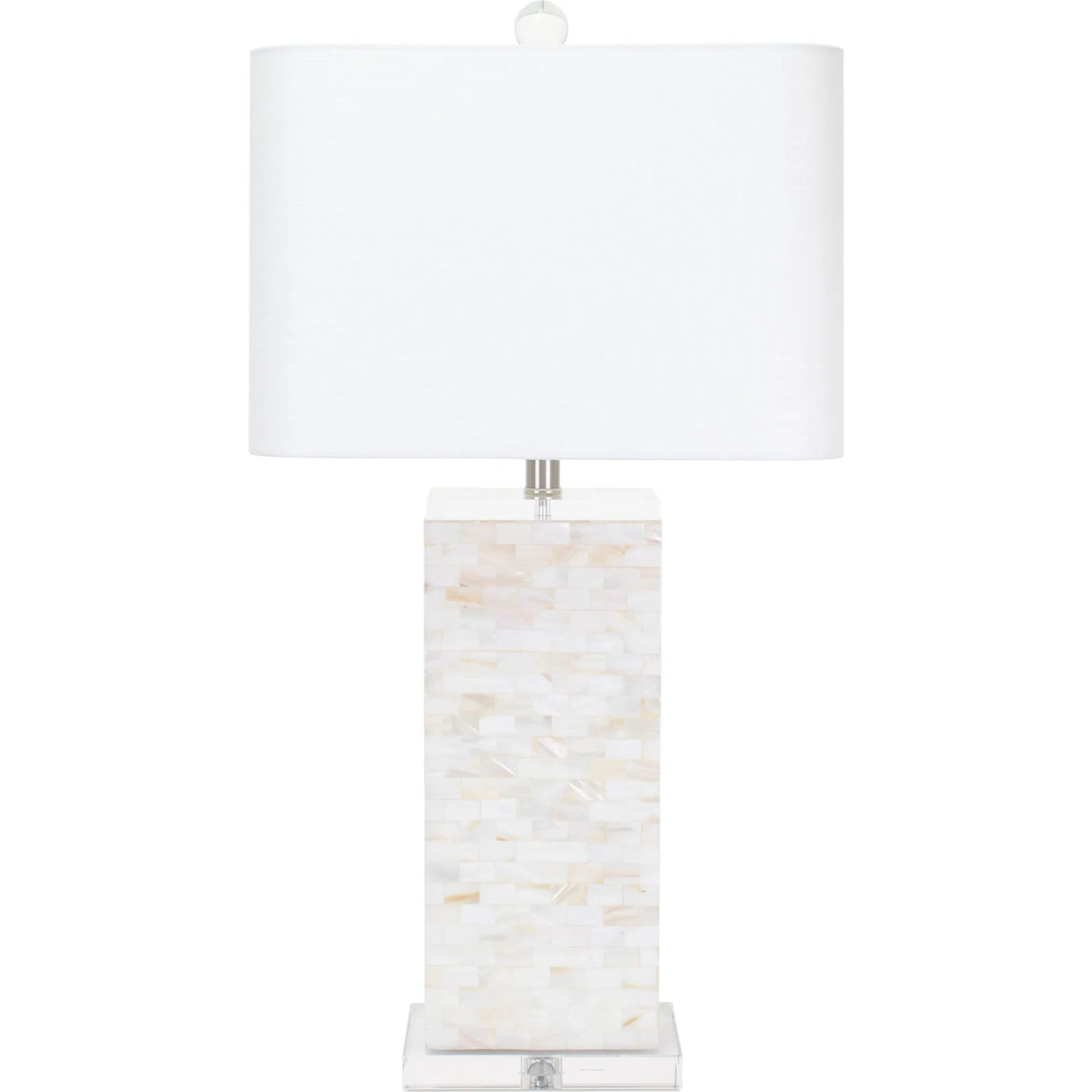 Naples Park Table Lamp by Couture Lamps in natural shell, with polished steel accents. Made from natural shell, optic crystal in a modern style.