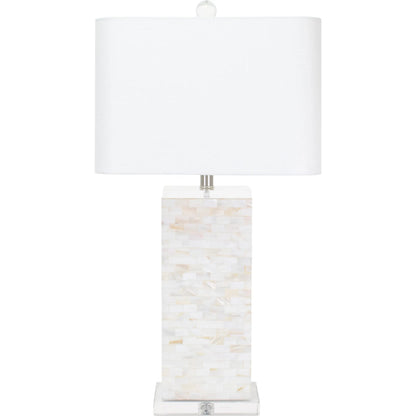 Naples Park Table Lamp by Couture Lamps in natural shell, with polished steel accents. Made from natural shell, optic crystal in a modern style.