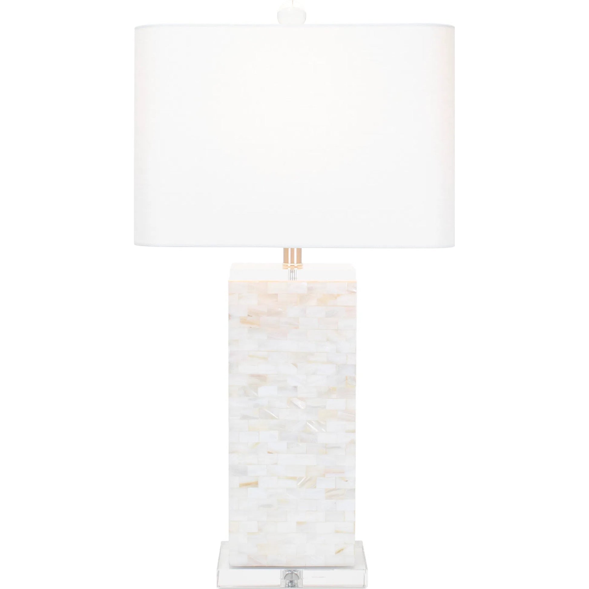 Naples Park Table Lamp by Couture Lamps in natural shell, with polished steel accents. Made from natural shell, optic crystal in a modern style.