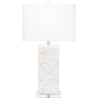 Naples Park Table Lamp by Couture Lamps in natural shell, with polished steel accents. Made from natural shell, optic crystal in a modern style.