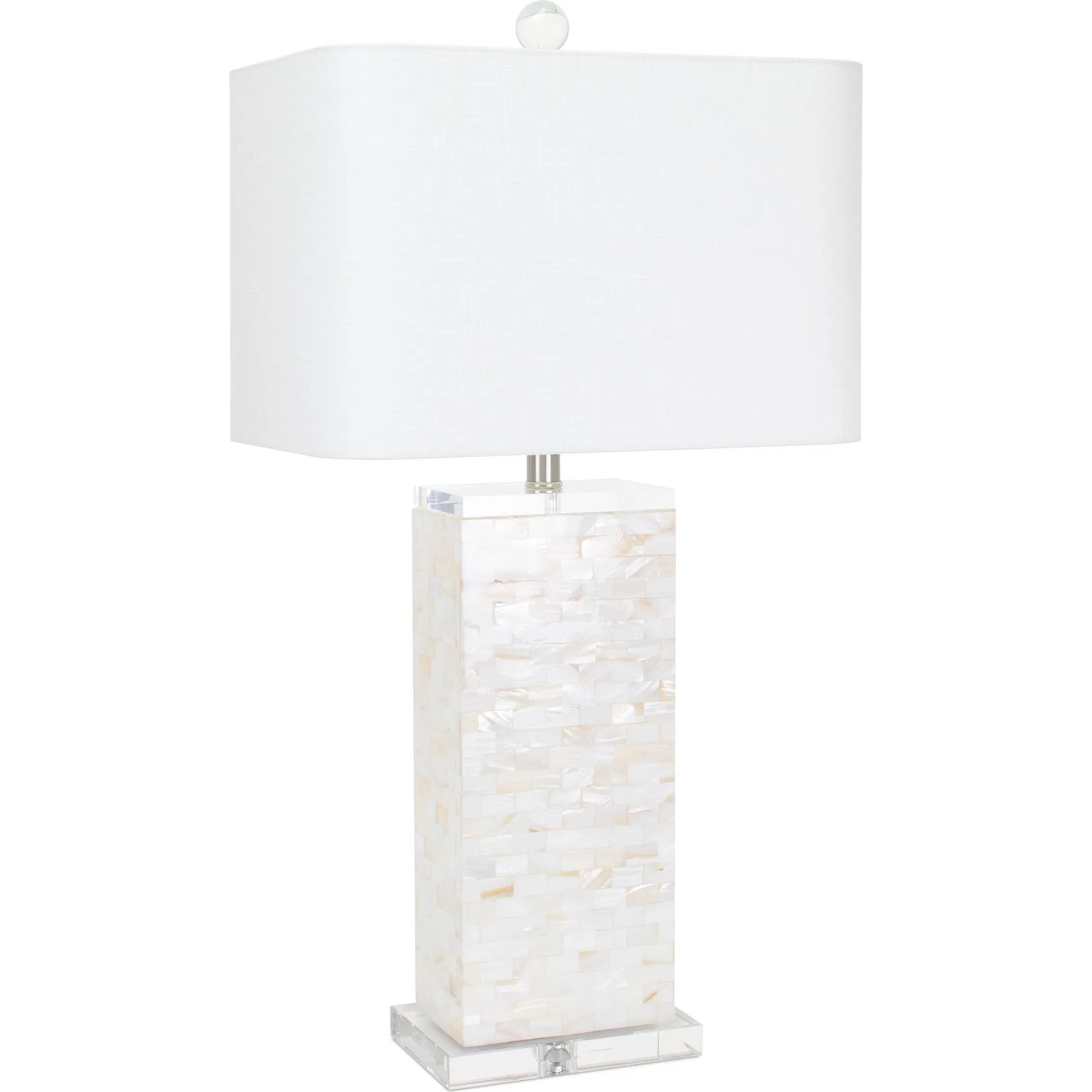 Naples Park Table Lamp by Couture Lamps in natural shell, with polished steel accents. Made from natural shell, optic crystal in a modern style.