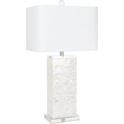 Naples Park Table Lamp by Couture Lamps in natural shell, with polished steel accents. Made from natural shell, optic crystal in a modern style.