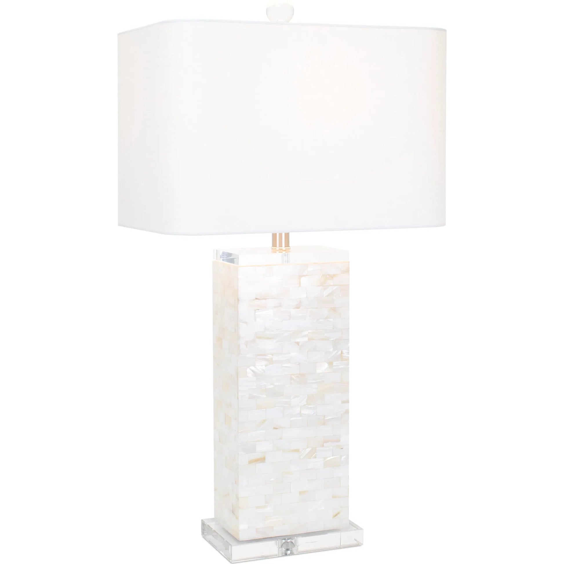 Naples Park Table Lamp by Couture Lamps in natural shell, with polished steel accents. Made from natural shell, optic crystal in a modern style.