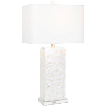 Naples Park Table Lamp by Couture Lamps in natural shell, with polished steel accents. Made from natural shell, optic crystal in a modern style.
