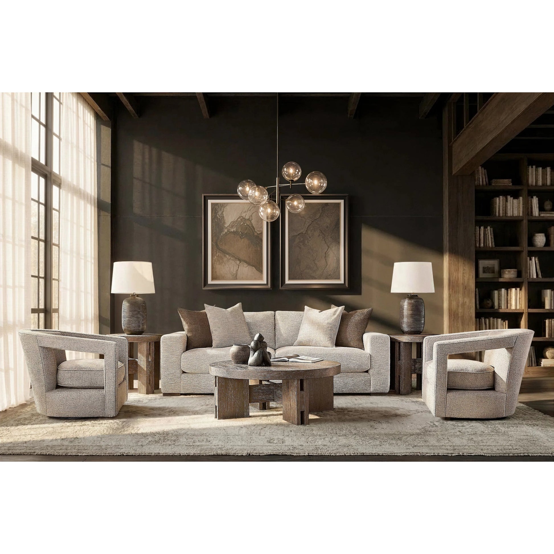 Outline Round Side Table by Bernhardt in cassel. Made from wood in a transitional style.
