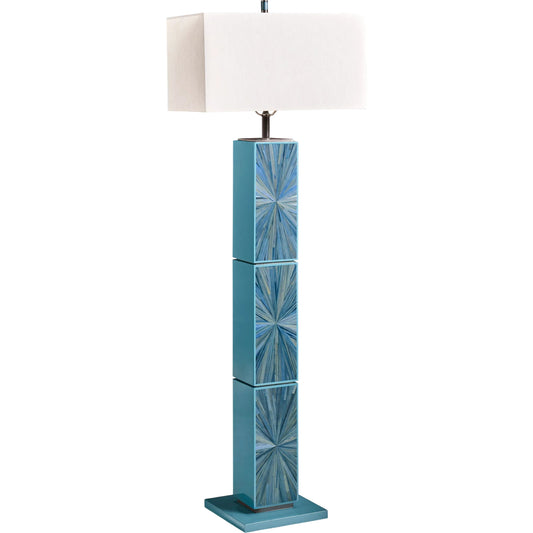 Sapphire Floor Lamp by Jonathan Charles in azure blue straw. Made from main straw in a unique style.