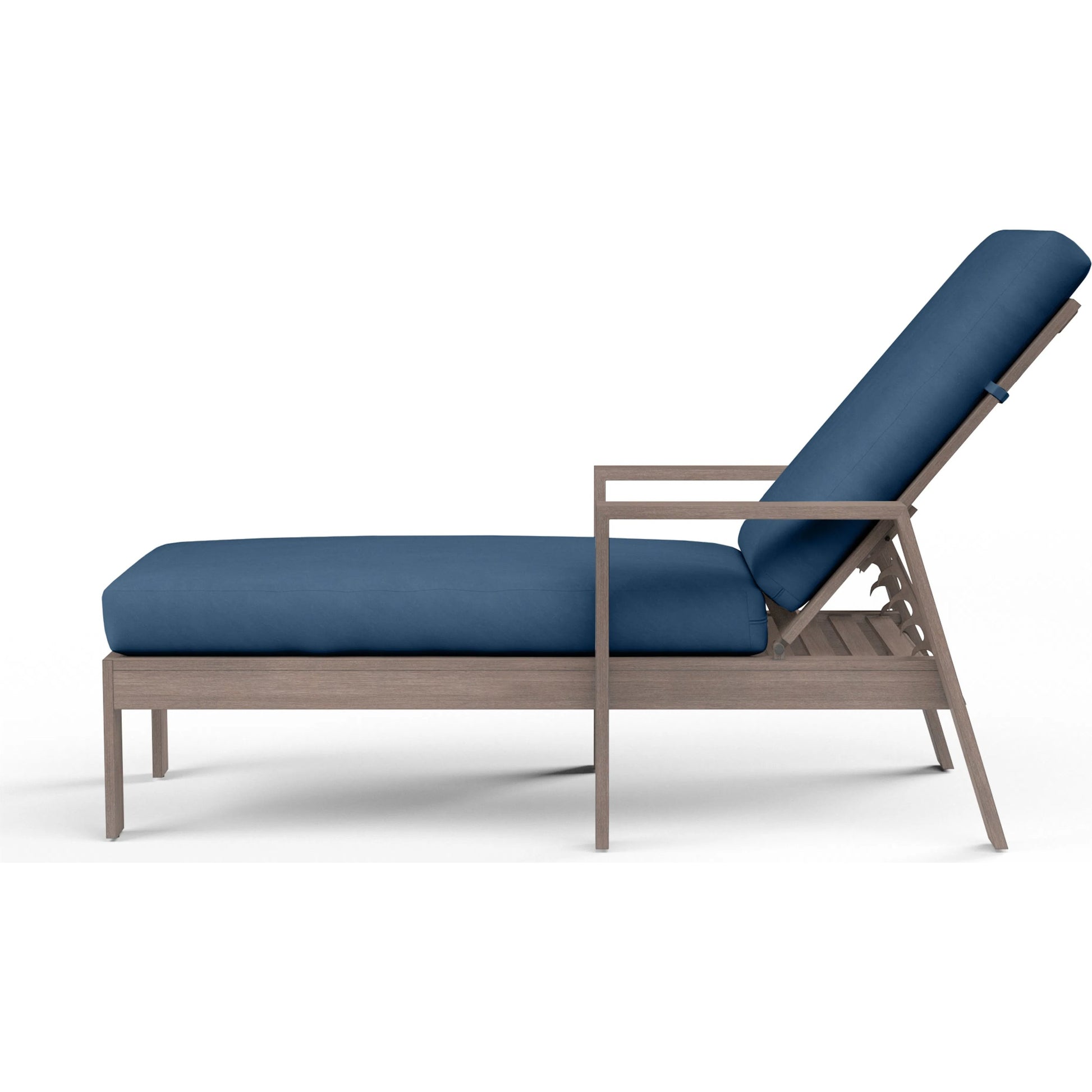 Laguna Outdoor Chaise Lounge by Sunset West in browns. Made from aluminum in a modern style.
