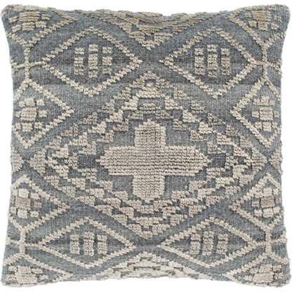 Nobility Pillow - 33500 by Surya in gray, medium gray, beige. Made from 65% rayon, 28% wool, 7% cotton, 100% cotton in a eclectic & global style.