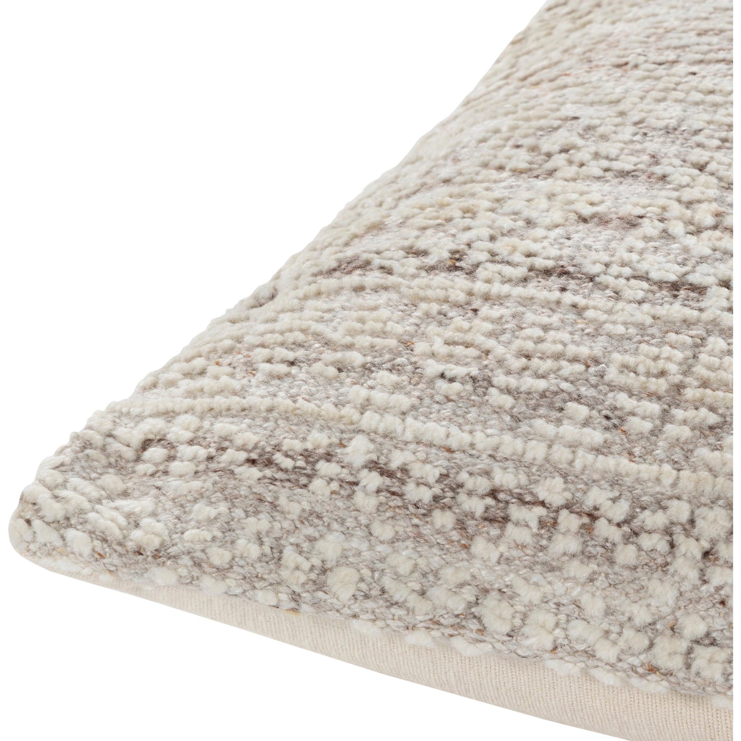001 SI-1887435,SI-1887436 | Closeup | Nobility Pillow - 32152 by Surya in off-white, beige, medium gray, charcoal, brown. Made from 60% wool, 20% polyester, 20% viscose, 100% cotton in a eclectic & global style.