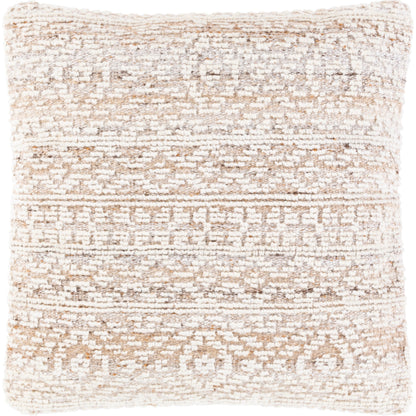 Nobility Pillow - 13230 by Surya in tan, cream, brown, off-white. Made from 60% wool, 20% polyester, 20% viscose, 100% cotton in a eclectic & global style.