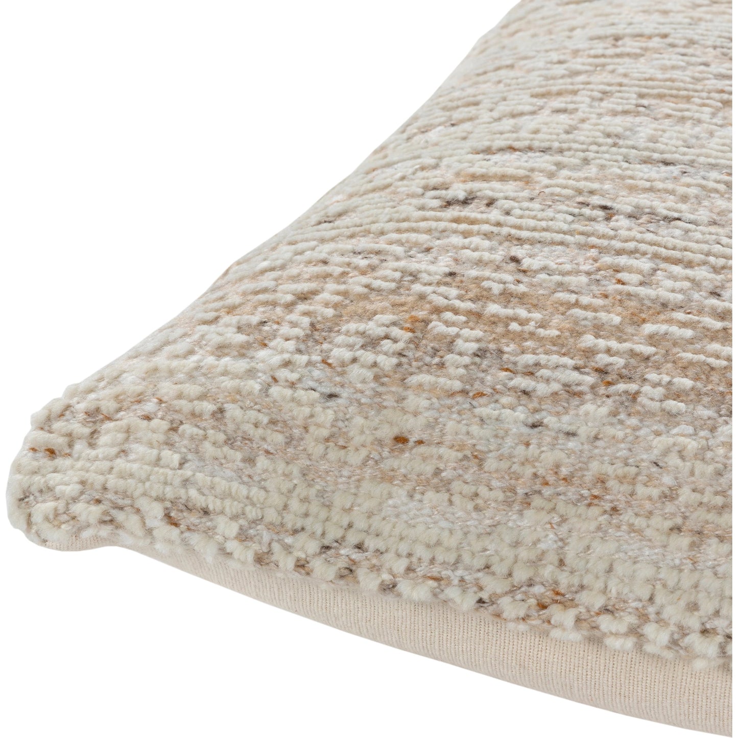 003 SI-1887439,SI-1887440 | Closeup | Nobility Pillow - 13230 by Surya in tan, cream, brown, off-white. Made from 60% wool, 20% polyester, 20% viscose, 100% cotton in a eclectic & global style.