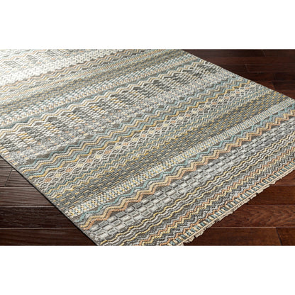 Nobility Rug - 29791 by Surya in charcoal, light gray, wheat, peach, ice blue. Made from 60% wool, 40% viscose in a unique style.