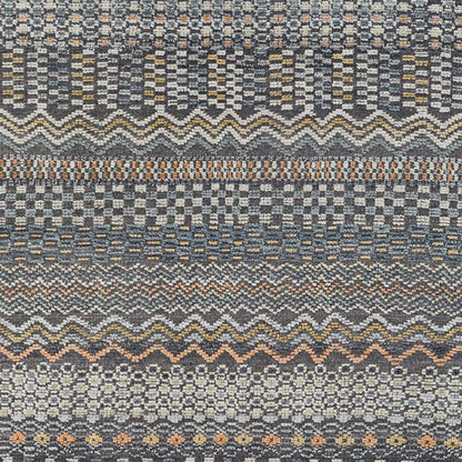 Nobility Rug - 29791 by Surya in charcoal, light gray, wheat, peach, ice blue. Made from 60% wool, 40% viscose in a unique style.