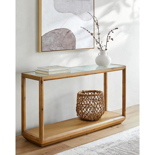 Northbank Console Table - 528719 by Surya in top: wheat, base: wheat and wood finishbrushed. Made from acacia in a modern style.