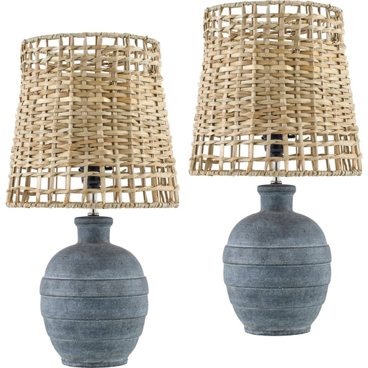 Nightbloom Accent Table Lamp by Livabliss in painted. Made from ceramic, seagrass in a unique style.