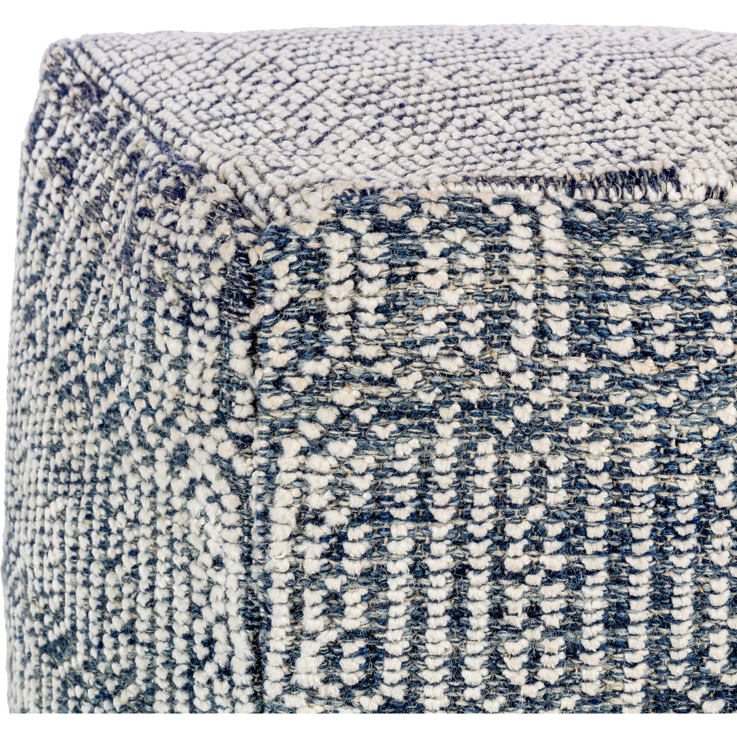 005 SI-1887384 | Closeup | Nobel - 12812 by Surya in beige, navy. Made from 65% wool, 35% viscose, 100% polybeads, 100% cotton in a eclectic & global style.