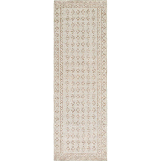 Shanti NBSH-2300 Rug by Nabela Noor x Livabliss in taupe, off-white, mustard. Made from jute, polyester in a unique style.