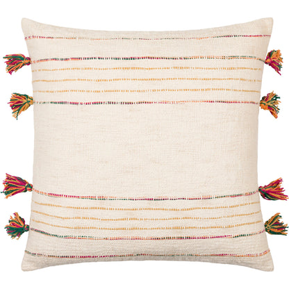 Newburgh Pillow - 32315 by Surya in ivory, bright red, orange, dark green. Made from front: 100% cotton, back: 100% cotton in a cottage & farmhouse style.